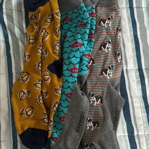 Express Men's Fun Patterned Socks - Yellow, Teal, Gray